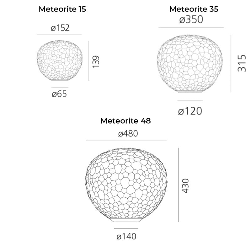 Specification Image for Artemide Meteorite Table Lamp