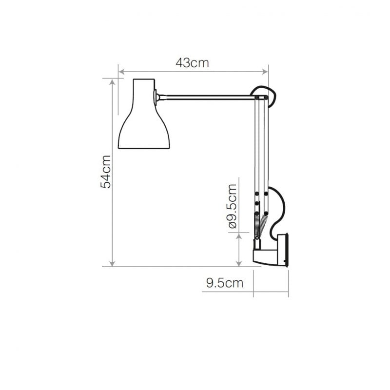 Specification Image for Anglepoise Type 75 Lamp with Wall Bracket