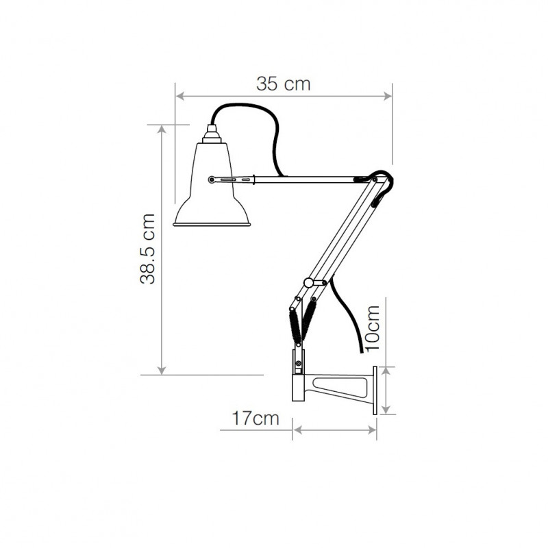 Specification image for Anglepoise Original 1227 Mini Lamp with Wall Bracket