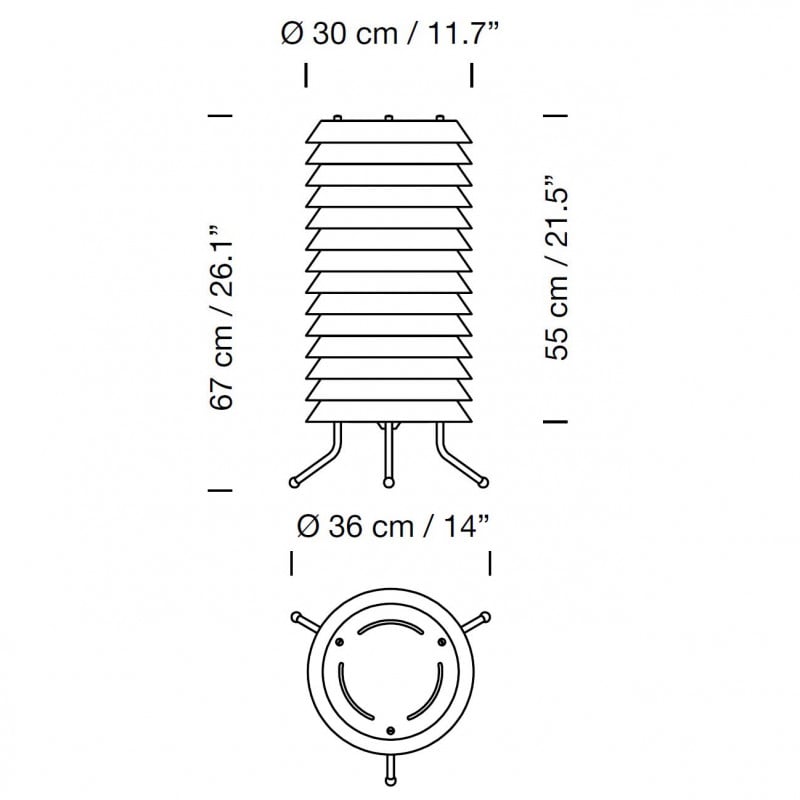 Specification image for Santa & Cole Maija 30 LED Floor Lamp 