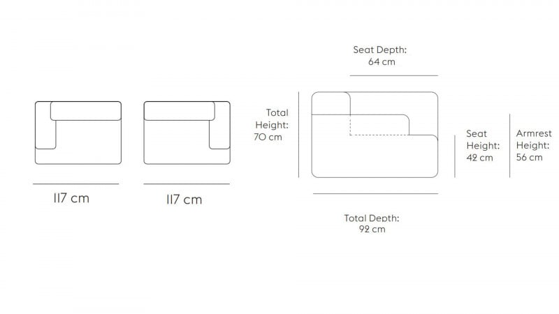 Specification image for Muuto Connect Modular Sofa 2 seat