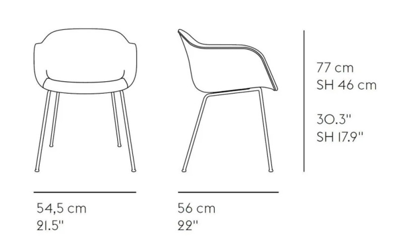 Specification image for Muuto Fiber Armchair Normal Shell