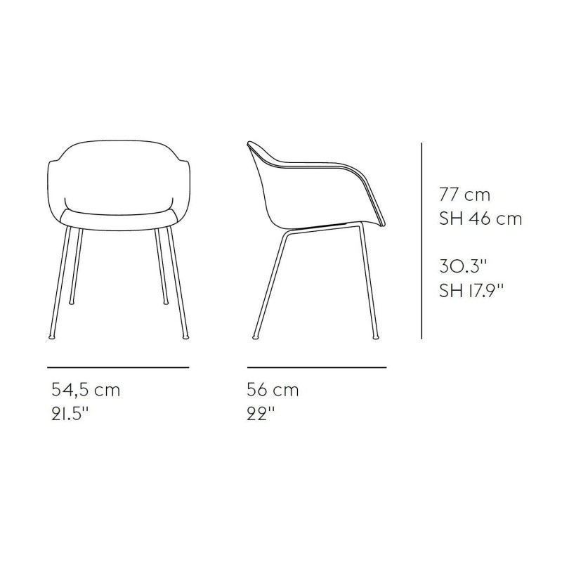 Specification image for Muuto Fiber Armchair Normal Shell