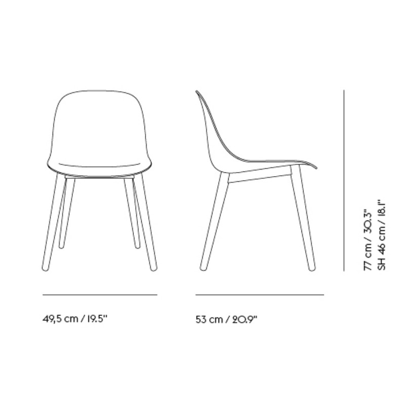Specification image for Muuto Fiber Sidechair Normal Shell