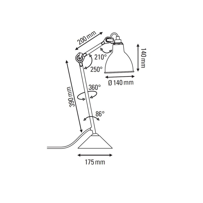 Specification image for DCW éditions Lampe Gras Nº205 Table Lamp