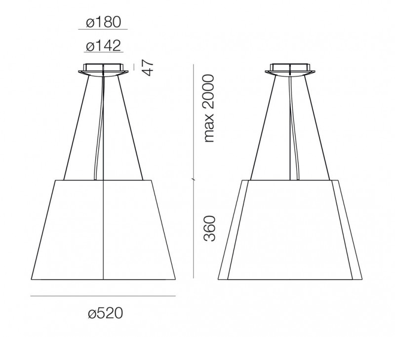 Specification image for Artemide Tolomeo Paralume Outdoor Suspension LED