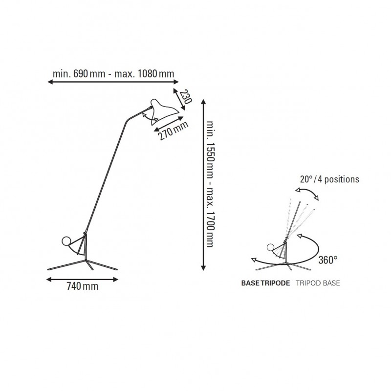 Specification image for DCW éditions Mantis BS1 Floor Lamp