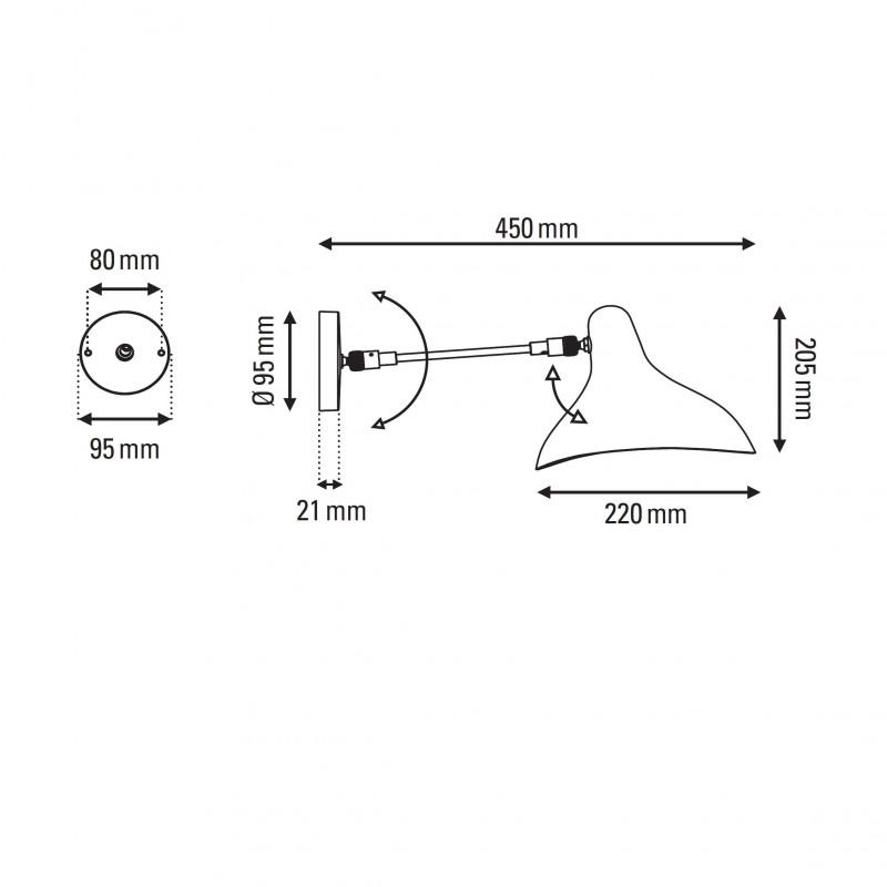 Specification image for DCW éditions Mantis BS5 Wall Light