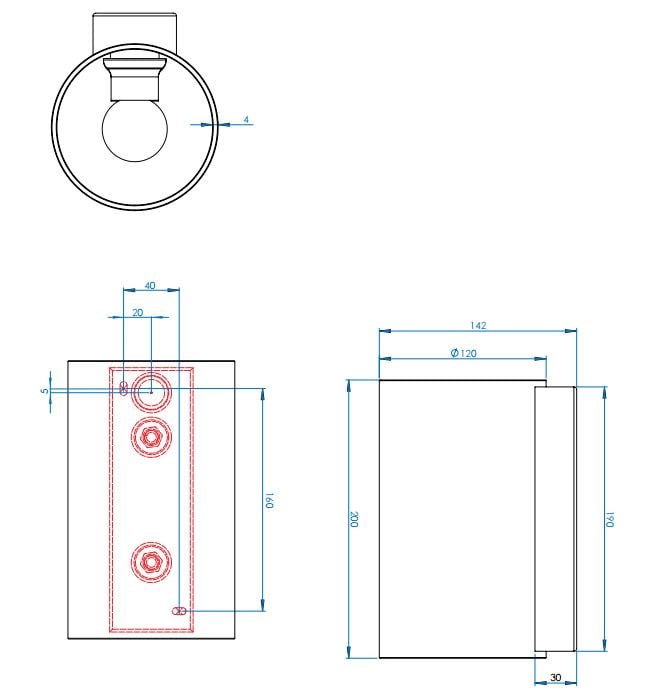 Specification image for Astro Cyl 200 Wall Light 