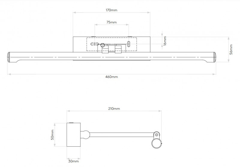 Specification image for Astro Goya 460 LED Picture Light 