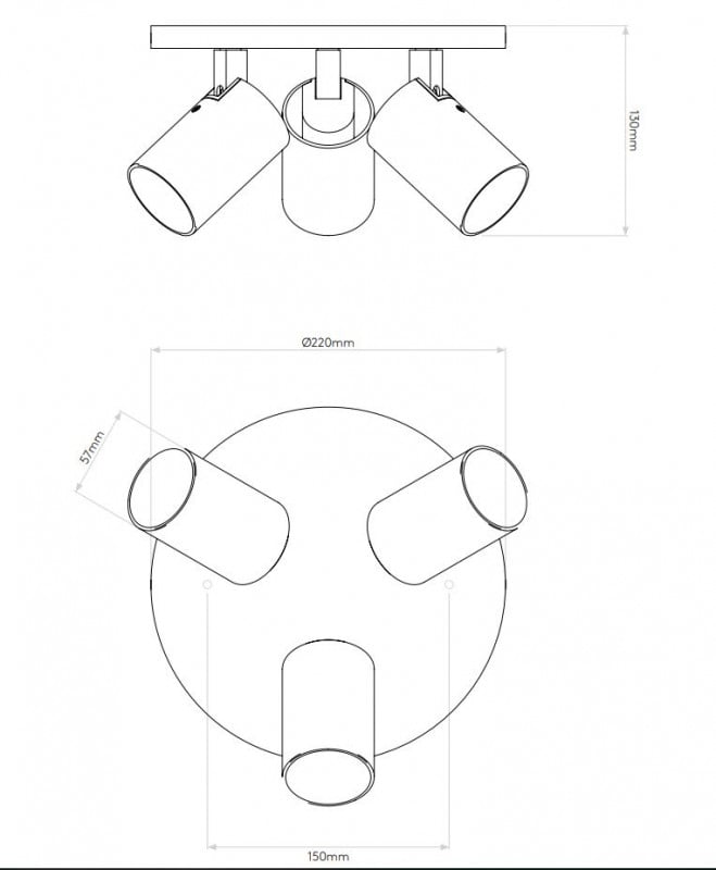 Specification image for Astro Ascoli Triple Round Ceiling Light