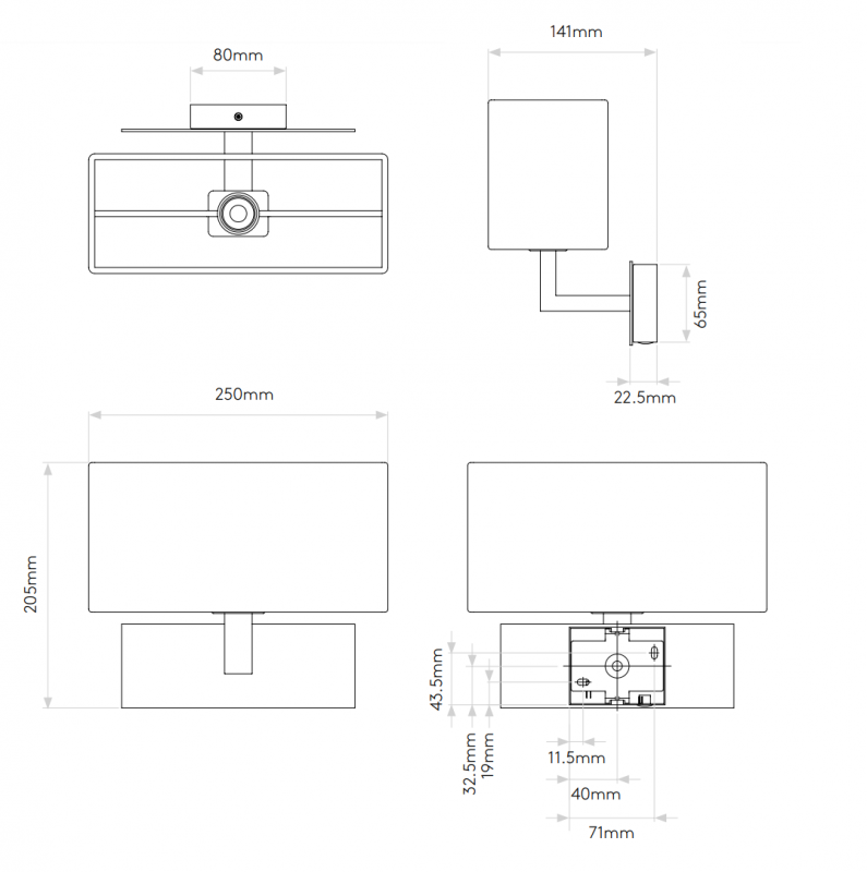 Specification image for Astro Park Lane Wall Light