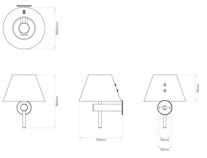 Specification image for Astro Roma Wall Light