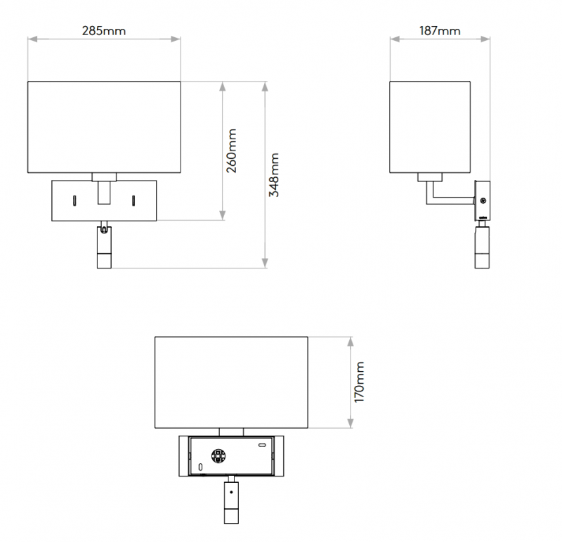 Specification image for Astro Park Lane Reader LED Wall Light