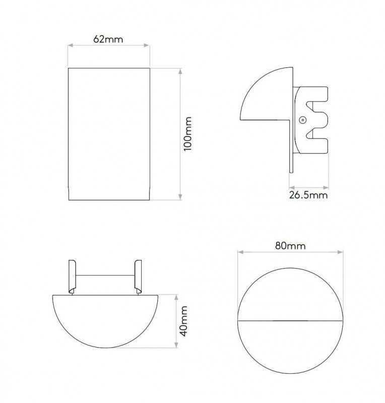 Specification image for Astro Tivola LED Wall Light