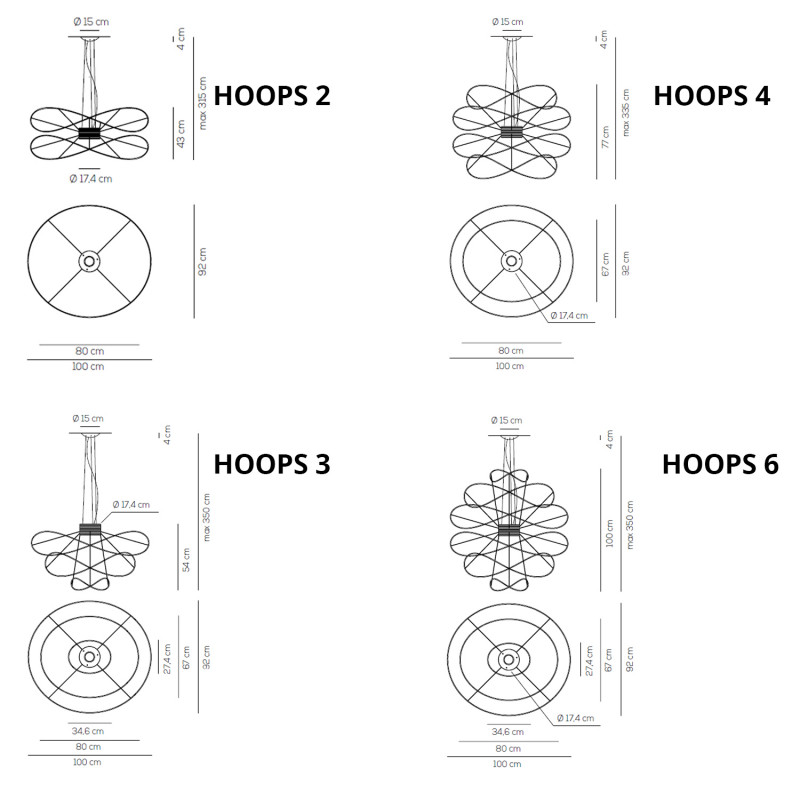 Specification image for Axolight Hoops LED Suspension