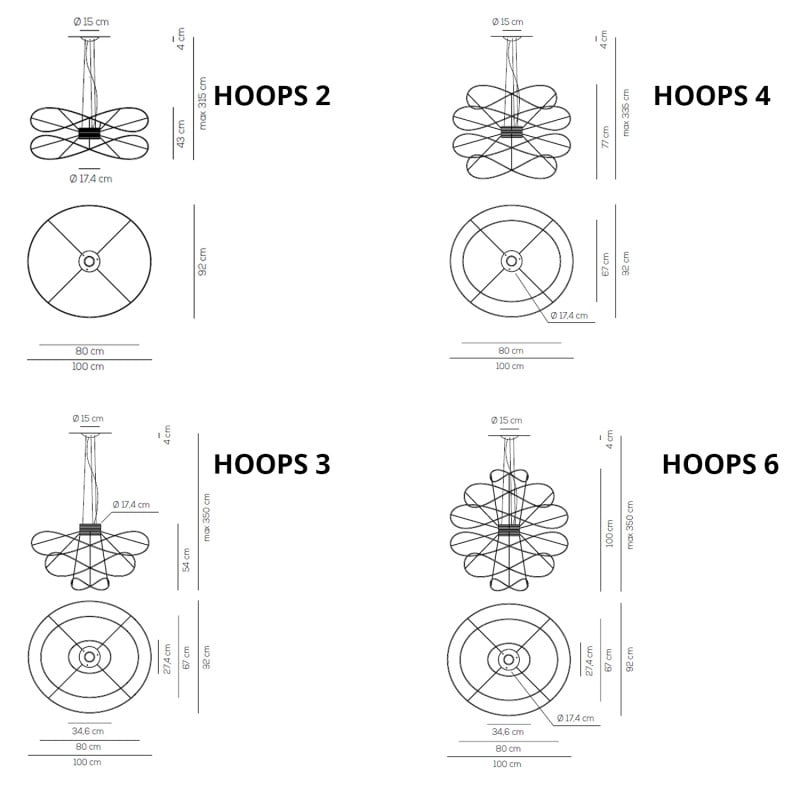 Specification image for Axolight Hoops LED Suspension