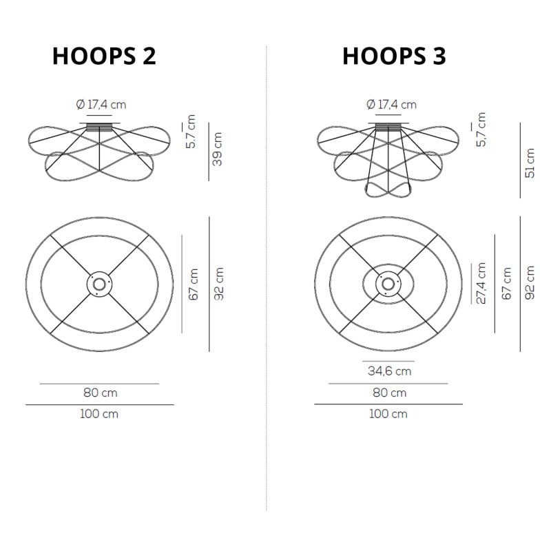Specification image for Axolight Hoops LED Ceiling Light