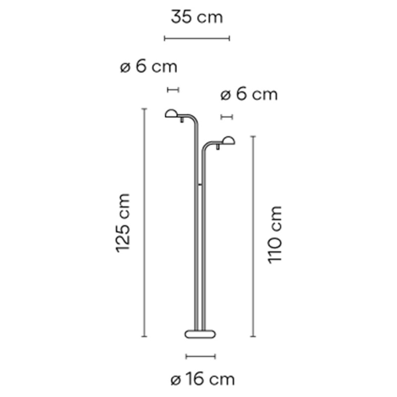 Specification Image for Vibia Pin 1665 LED Floor Lamp