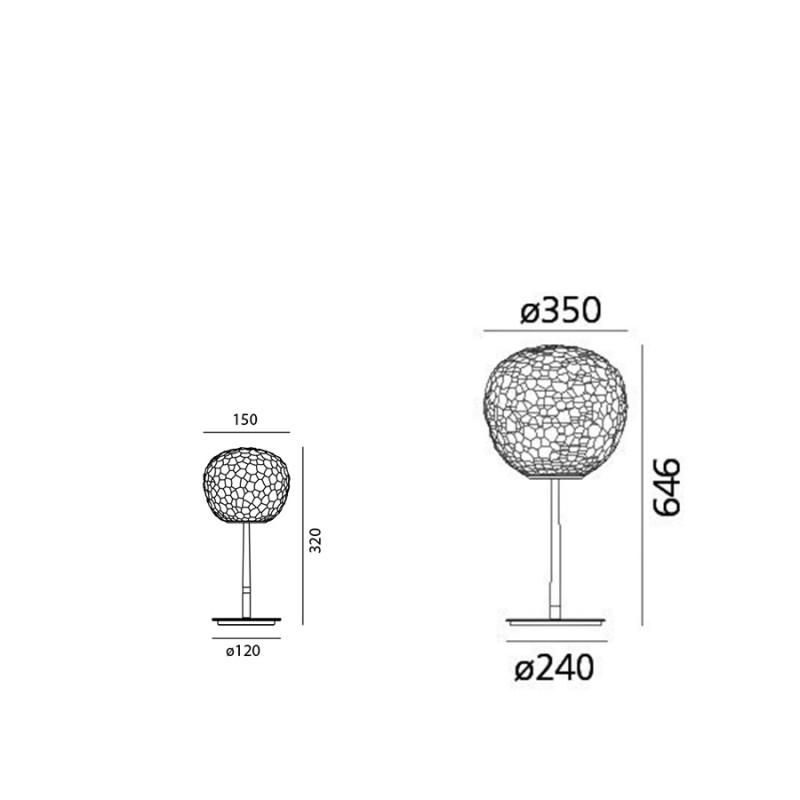 Specification image for Artemide Meteorite Table Stem Lamp