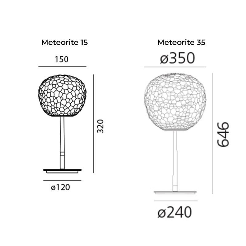 Specification Image for Artemide Meteorite Table Stem Lamp
