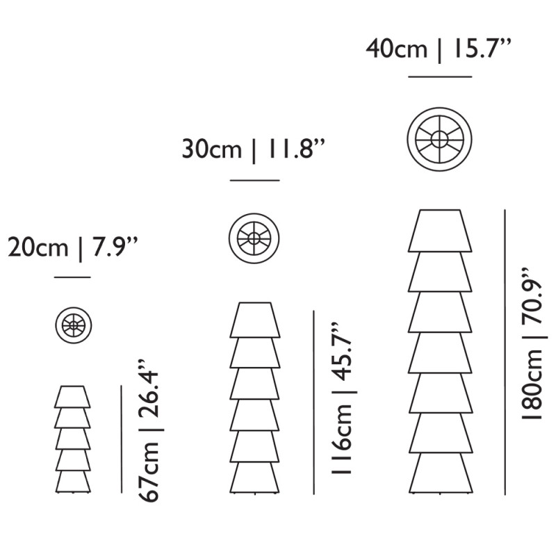 Specification image for Moooi Set Up Shades Floor Lamp