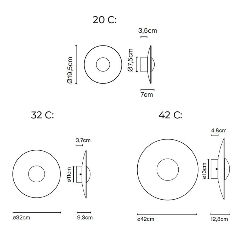 Marset Ginger LED Ceiling/Wall Light Specification 