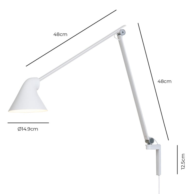 Specification Image for Louis Poulsen NJP Long Arm LED Wall Lamp