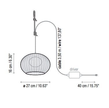 Specification Image for Bover Hang Outdoor LED Pendant