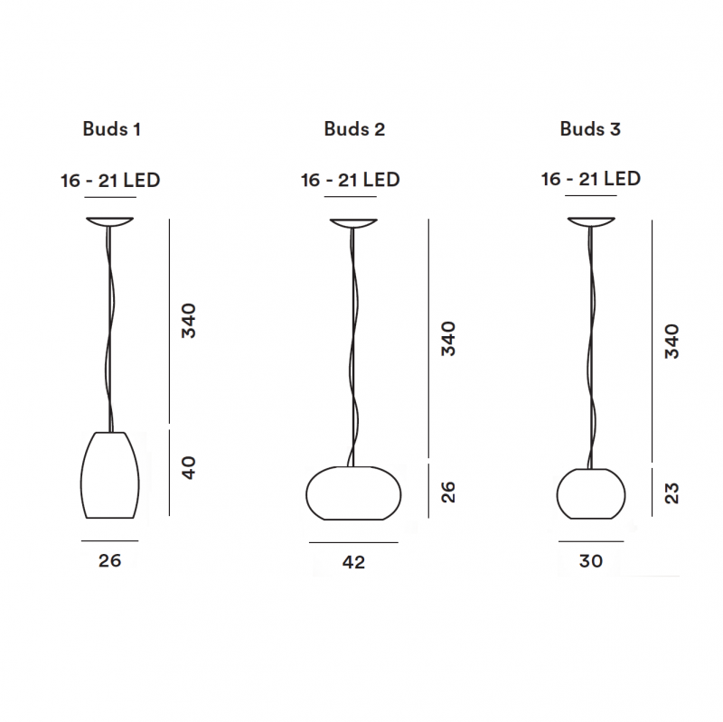 Specification image for Foscarini Buds Pendant 