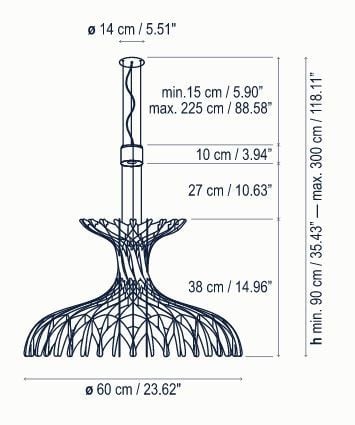 Specification Image for Bover Dome 60 LED Pendant