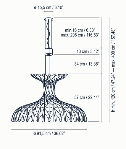 Specification Image for Bover Dome 90 Pendant