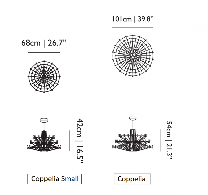 Specification image for Moooi Coppelia Suspended LED Chandelier