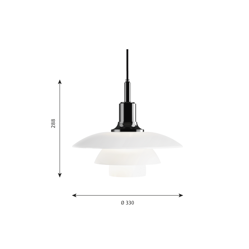 Specification image for Louis Poulsen PH 3½-3 Glass Pendant