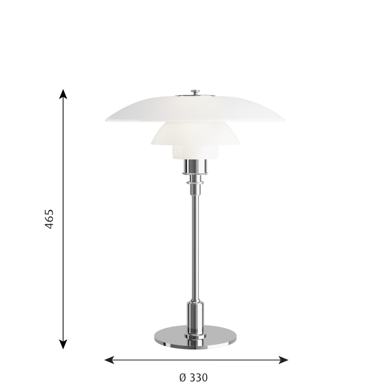 Specification image for Louis Poulsen PH 3½-2½ Glass Table Lamp