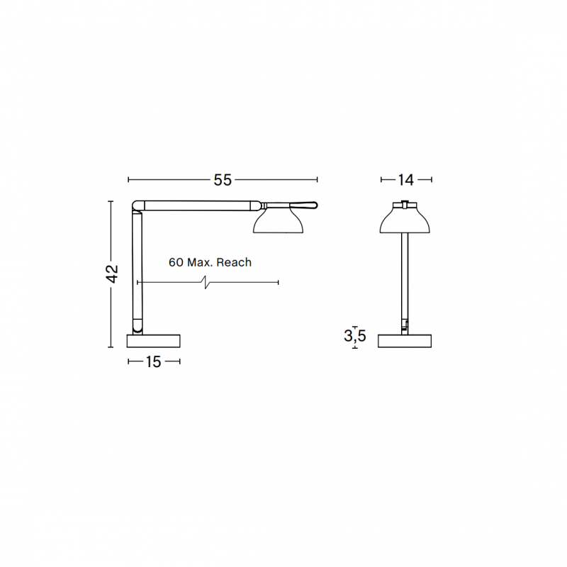 HAY PC LED Double Arm Table Lamp Specification 