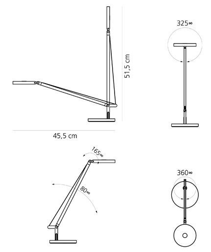 Specification image for Artemide Demetra Micro LED table lamp