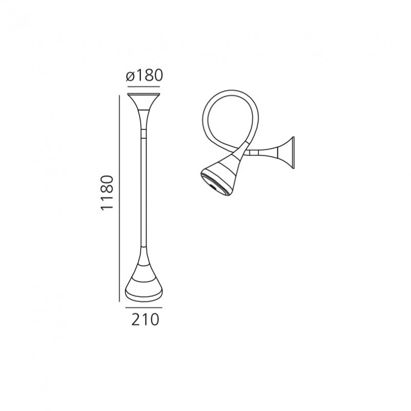 Specification image for Artemide Pipe LED Wall/Ceiling Light