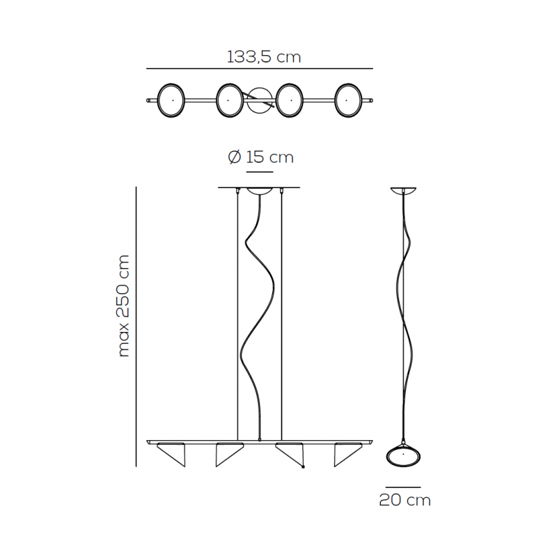 Specification image for Axolight Orchid 4 LED Suspension