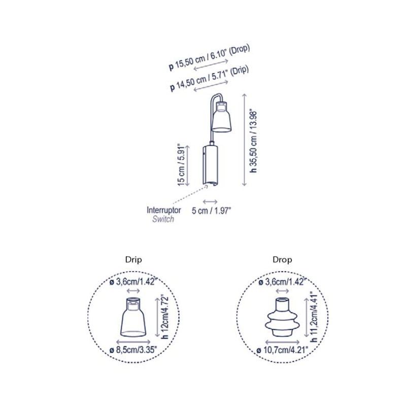 Specification Image for Bover Drip/Drop A/02 Wall Light