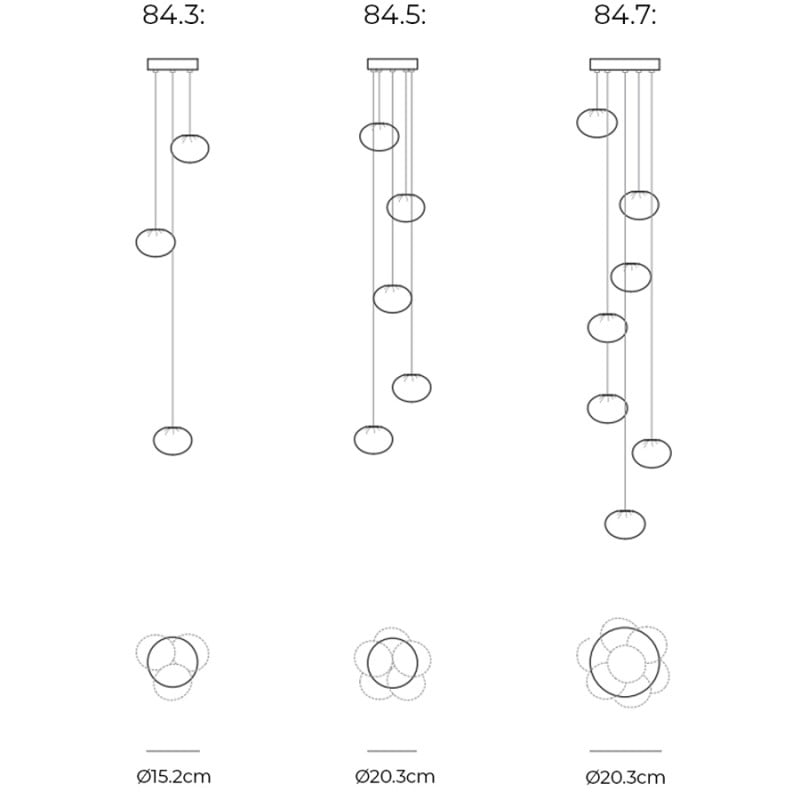 Specification Image for Bocci 84 Series Multiple Pendants