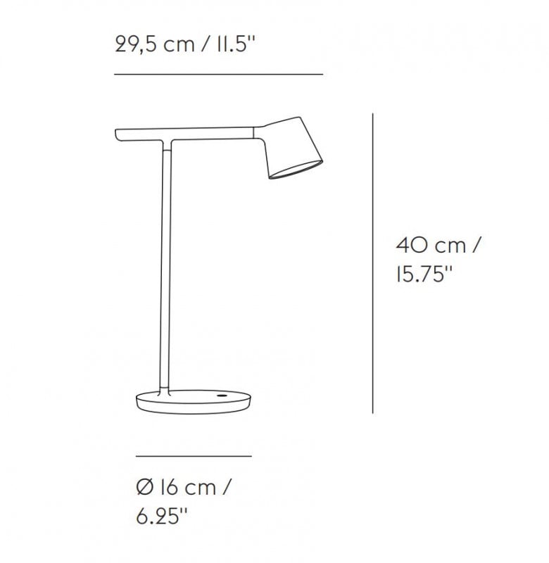 Specification image for Muuto Tip LED Table Lamp
