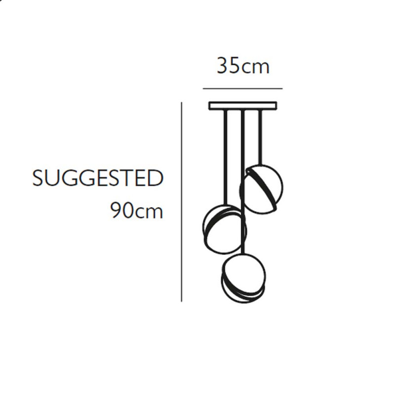 Specification Image for Lee Broom Mini Crescent 3 Piece Chandelier