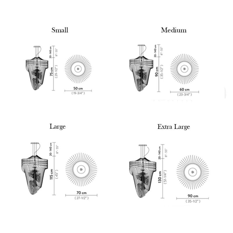 Specification Image for Aria Transparent LED Suspension