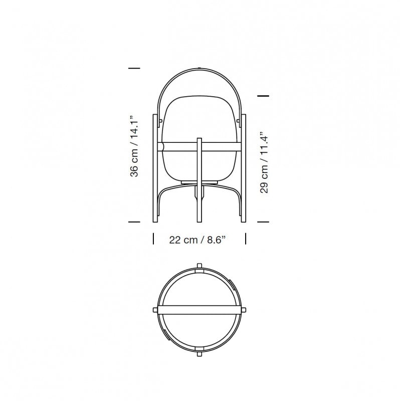 Specification images for Santa & Cole Cestita Bateria LED Table Lamp