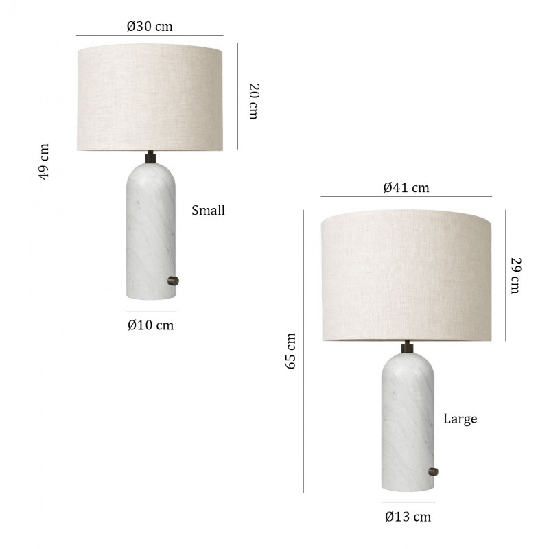 Specification image for Gubi Gravity Table Lamp