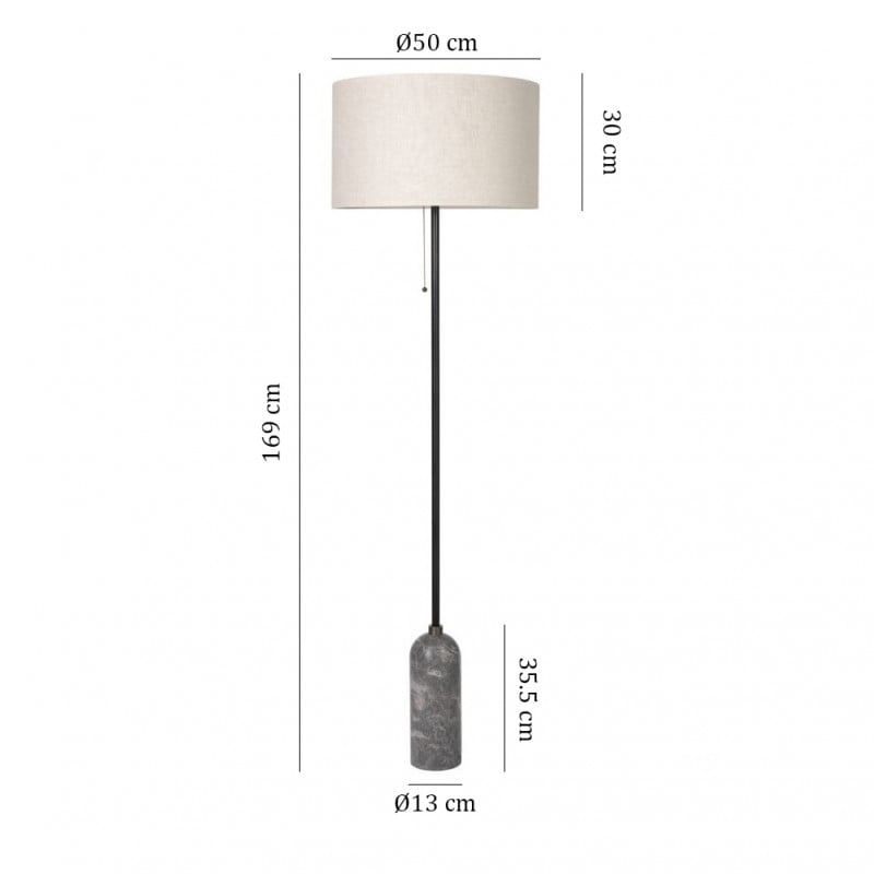 Specification image for Gubi Gravity Floor Lamp
