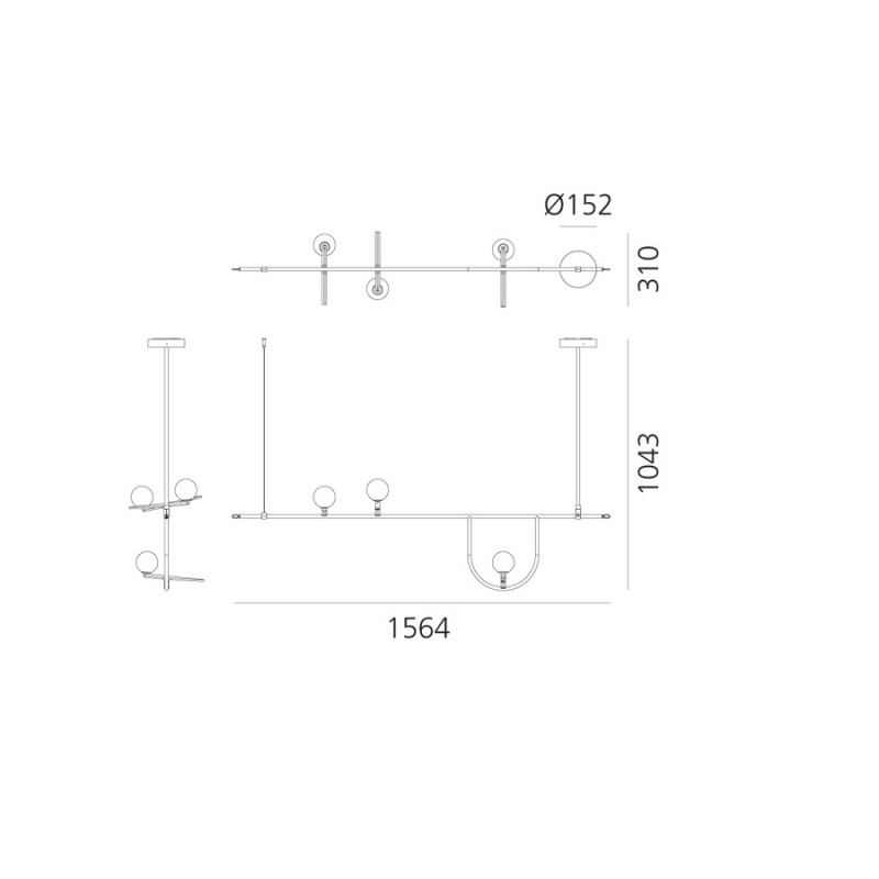 Specification image for Artemide Yanzi 1 LED Suspension