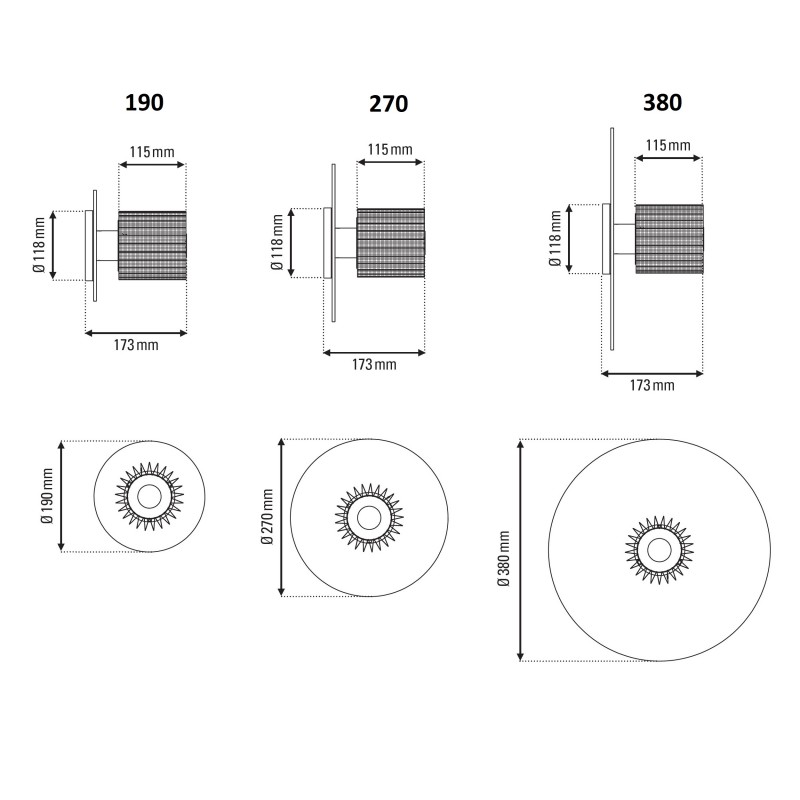 Specification image for DCW éditions In The Sun Wall Light