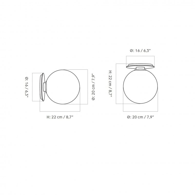 Specification image for Audo Copenhagen TR Bulb Ceiling/Wall Light